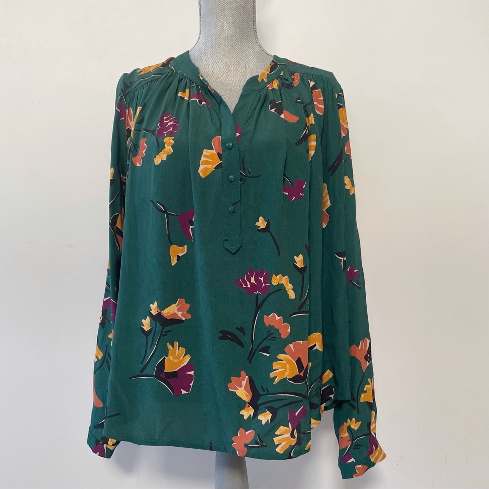 Louizon floral teal colour blouse vintage vibe pattern